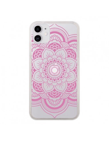 Coque iPhone 11 Mandala Rose Clair Azteque Transparente - Nico