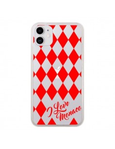 Coque iPhone 11 I Love Monaco et Losange Rouge - Nico