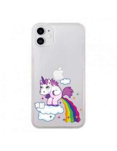 Coque iPhone 11 Licorne Caca Arc en Ciel Transparente - Nico