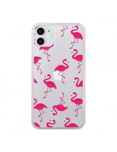 Coque iPhone 11 flamant Rose et Flamingo Transparente - Nico