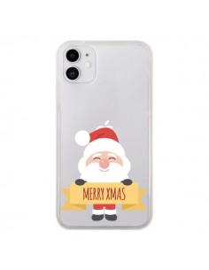 Coque iPhone 11 Père Noël Merry Christmas transparente -...
