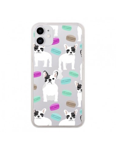 Coque iPhone 11 Chiens Bulldog Français Macarons Transparente - Pet Friendly