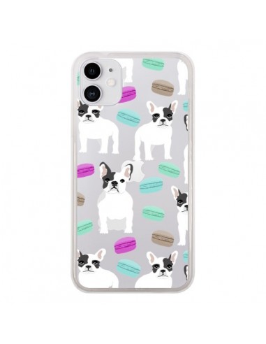 Coque iPhone 11 Chiens Bulldog Français Macarons Transparente - Pet Friendly