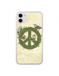 Coque iPhone 11 Peace And Love Nature Oiseaux - Rachel...