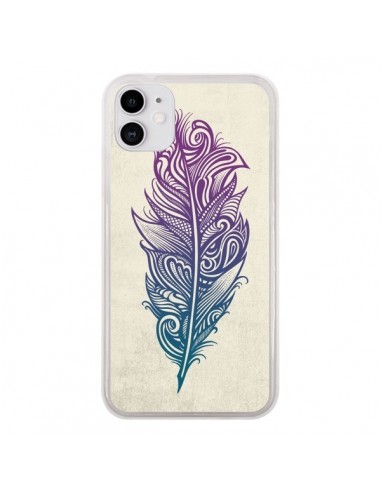 Coque iPhone 11 Feather Plume Arc En Ciel - Rachel Caldwell