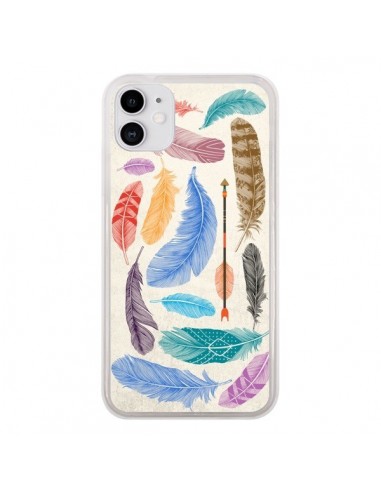 Coque iPhone 11 Feather Plumes Multicolores - Rachel Caldwell