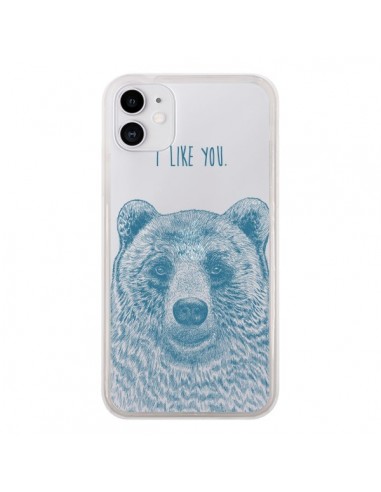 Coque iPhone 11 I Love You Bear Ours Ourson Transparente - Rachel Caldwell