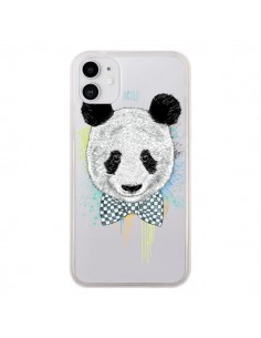Coque iPhone 11 Panda Noeud Papillon Transparente -...