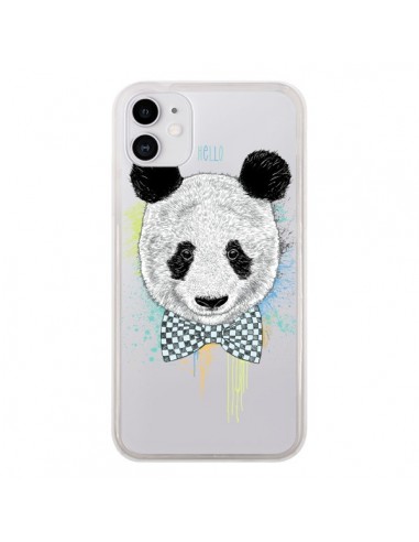 Coque iPhone 11 Panda Noeud Papillon Transparente - Rachel Caldwell