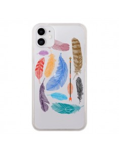 Coque iPhone 11 Plume Feather Couleur Transparente -...