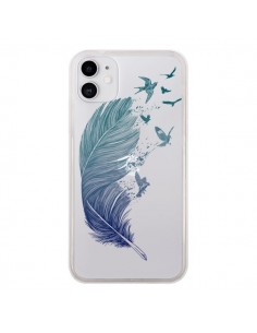Coque iPhone 11 Plume Feather Fly Away Transparente -...