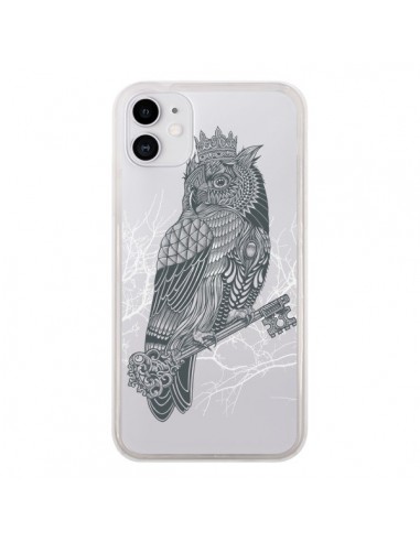 Coque iPhone 11 Owl King Chouette Hibou Roi Transparente - Rachel Caldwell