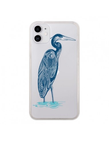 Coque iPhone 11 Heron Blue Oiseau Transparente - Rachel Caldwell