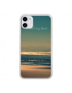 Coque iPhone 11 Be still my heart Mer Sable Beach Ocean -...