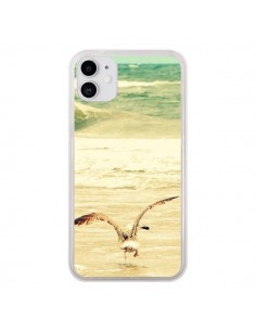 Coque iPhone 11 Mouette Mer Ocean Sable Plage Paysage - R...