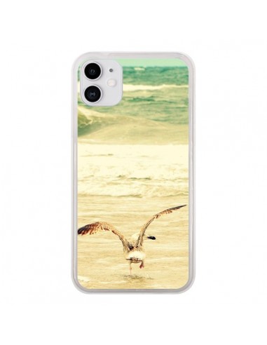 Coque iPhone 11 Mouette Mer Ocean Sable Plage Paysage - R Delean
