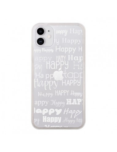 Coque iPhone 11 Happy Happy Blanc Transparente - R Delean