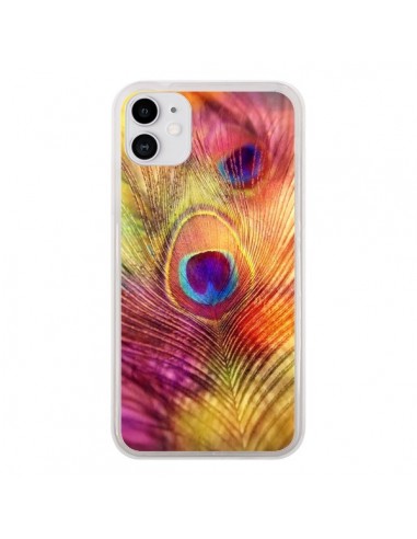 Coque iPhone 11 Plume de Paon Multicolore - Sylvia Cook