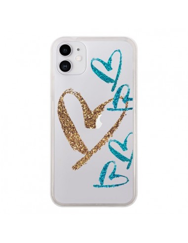 Coque iPhone 11 Coeurs Heart Love Amour Transparente - Sylvia Cook