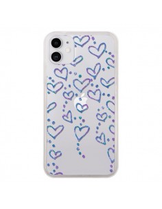 Coque iPhone 11 Floating hearts coeurs flottants...