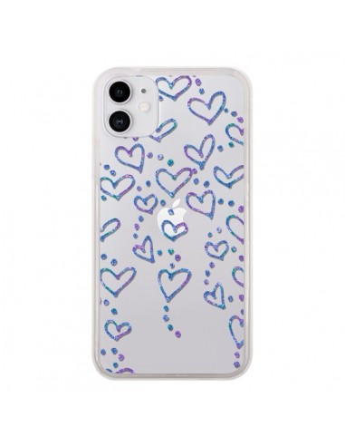Coque iPhone 11 Floating hearts coeurs flottants Transparente - Sylvia Cook