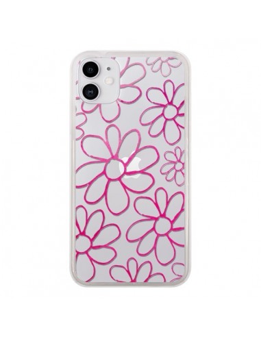 Coque iPhone 11 Flower Garden Pink Fleur Transparente - Sylvia Cook