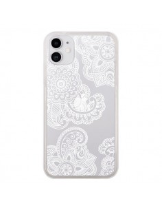 Coque iPhone 11 Lacey Paisley Mandala Blanc Fleur...