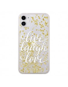 Coque iPhone 11 Live, Laugh, Love, Vie, Ris, Aime...