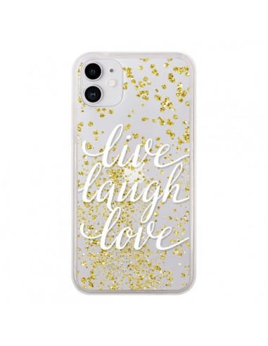 Coque iPhone 11 Live, Laugh, Love, Vie, Ris, Aime Transparente - Sylvia Cook