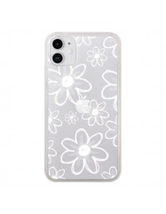 Coque iPhone 11 Mandala Blanc White Flower Transparente -...