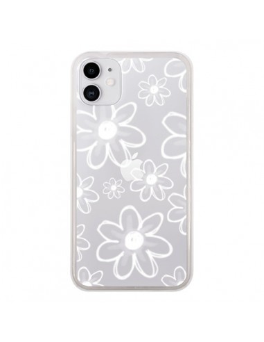 Coque iPhone 11 Mandala Blanc White Flower Transparente - Sylvia Cook