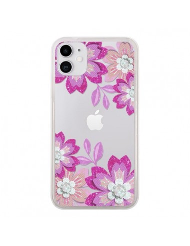 Coque iPhone 11 Winter Flower Rose, Fleurs d'Hiver Transparente - Sylvia Cook