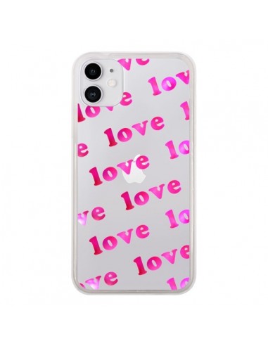 Coque iPhone 11 Pink Love Rose Transparente - Sylvia Cook