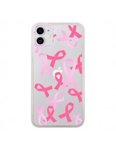 Coque iPhone 11 Pink Ribbons Ruban Rose Transparente -...