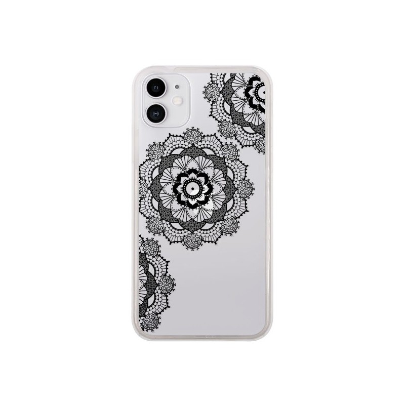 Coque iPhone 11 Triple Mandala Noir Black Transparente - Sylvia Cook