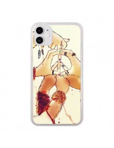 Coque iPhone 11 Peace and Love - Sara Eshak