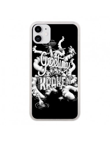 Coque iPhone 11 Greetings from the kraken Tentacules Poulpe - Senor Octopus