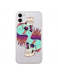 Coque iPhone 11 Tête de Mort Crane Punk Double...