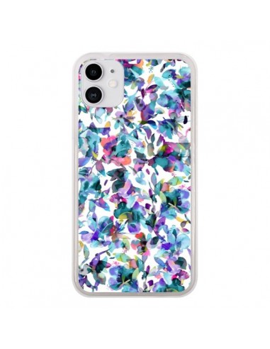 Coque iPhone 11 Aquatic Flowers Blue - Ninola Design