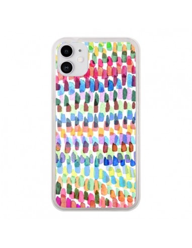 Coque iPhone 11 Artsy Strokes Stripes Colorful - Ninola Design