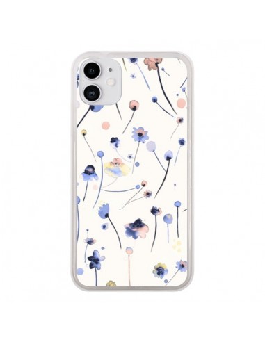 Coque iPhone 11 Blue Soft Flowers - Ninola Design