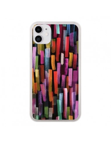 Coque iPhone 11 Colorful Brushstrokes Black - Ninola Design