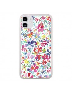 Coque iPhone 11 Colorful Flowers Petals Blue - Ninola Design
