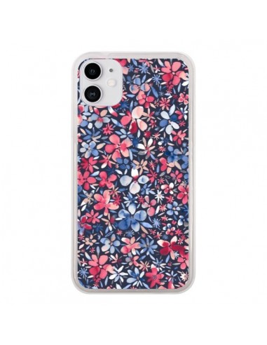 Coque iPhone 11 Colorful Little Flowers Navy - Ninola Design