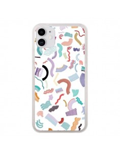 Coque iPhone 11 Curly and Zigzag Stripes White - Ninola...