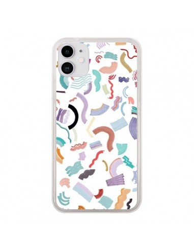 Coque iPhone 11 Curly and Zigzag Stripes White - Ninola Design