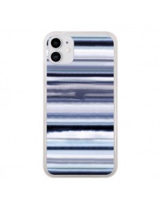 Coque iPhone 11 Degrade Stripes Watercolor Navy - Ninola...
