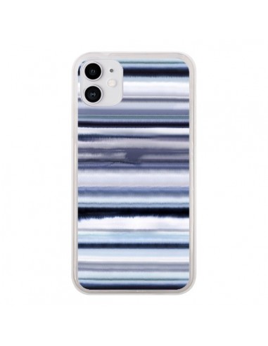 Coque iPhone 11 Degrade Stripes Watercolor Navy - Ninola Design