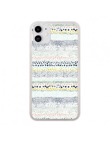 Coque iPhone 11 Little Textured Dots Green - Ninola Design