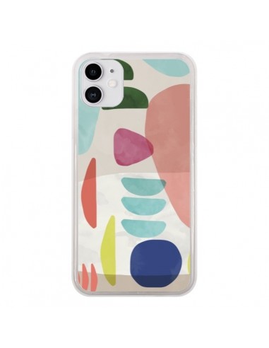 Coque iPhone 11 Moody Geometry Multi White - Ninola Design